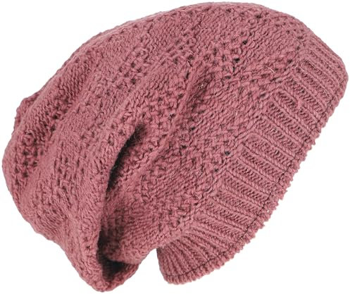 GURU SHOP Handgestrickte Wollmütze, Strickmütze aus Schurwollle, Wintermütze - Altrosa, Herren/Damen