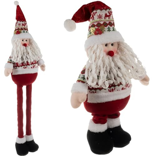 Ruhhy Weihnachtsfigur mit Langen Teleskopbeinen, Weihnachtsfigur stehend, Plüschfigur, Heimdekoration, 22340 (Großer Zwerg)