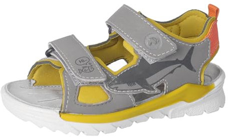 RICOSTA Jungen Sandalen Dive, Kinder Sommerschuhe, Weite: Mittel, waschbar, Outdoorsandalen, Klettverschluss, Meteor/gelb (460), 34 EU