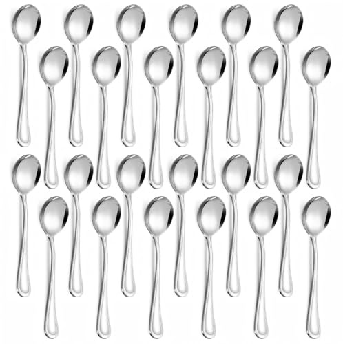 Hunnycook Cucchiai da zuppa, 24 cucchiai coreani, 17 cm, in acciaio inossidabile, cucchiai da zuppa coreana, cucchiai rotondi, cucchiai da zuppa, per zuppe, cereali, dessert, lavabili in lavastoviglie