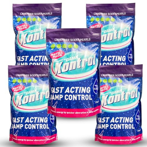 5 x Kontrol Damp Krystals 2.5Kilo Refill Bag No Scent Damp Moisture Trap (Lavender)