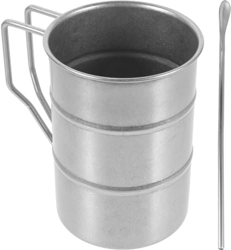 DECHOUS 1satz Edelstahl Camping Becher Mit Löffel Unzerbrechlicher Trinkbecher Für Zuhause Und Büro Vielseitige Metalltasse Für Kaffee Tee Und Getränke