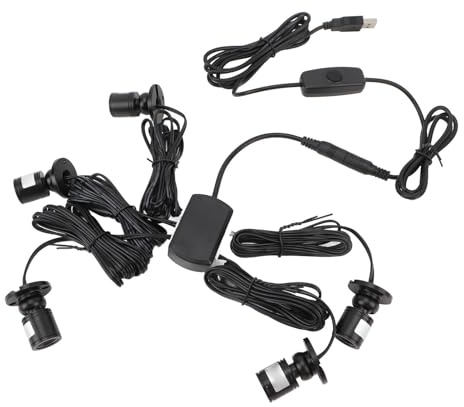 Mini Projecteurs, 5 Pièces en Aluminium alimenté par USB 5 V 6,6 Pieds LED Lumière Chaude avec Variateur, Projecteur D'affichage de Bijoux pour œuvres d'art, Plantes, Photos