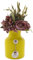 CERÁMICA ESPAÑA Vase décoratif en terre cuite - Vase en céramique - Vase à fleurs - Vase à fleurs - Plumeau décoratif - Jaune - Modèle D03 - 15 x 15 x 20 cm