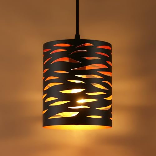 Comely Lámpara Colgante Vintage de Metal, Lámpara de Techo Industrial Negra, Pantalla Jaula Retro Luz de techo E27 para Cocina, Sala, Comedor, Dormitorio, Pasillo