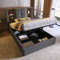 Kayan Polsterbett 90x200cm, Einzelbett mit Stauraum und Lattenrost, Kopfteil mit KabellosemLaden USB C und Regal, Bettgestell mit Lattenrost, Stauraumbett Jugendbett (Grau, 90x200cm)