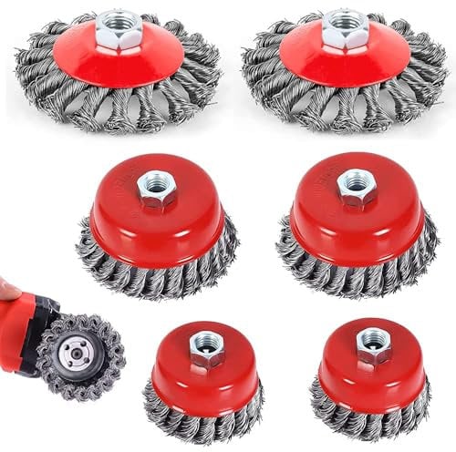 6 Piezas Cepillo de Alambre para Taladro Kit, Cepillo Metalico para Taladro Amoladora, Diámetro 75mm/100mm Cepillos de Alambre, para Madera y Meta, para Eliminación de Oxido, Pintura