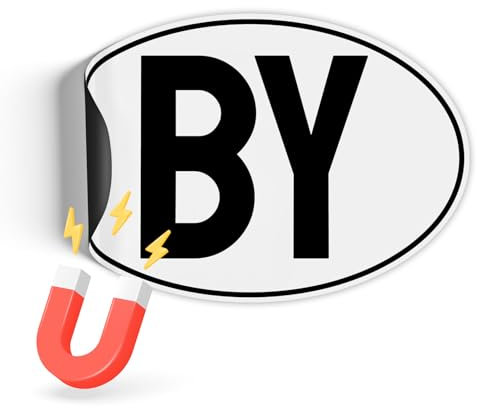 Finest Folia Länderkennzeichen Magnetfolie UV-Druck nach DIN Norm 17,5x11,5cm Kennzeichen Magnet Schild für Auto LKW Wohnmobil Bus wetterfest magnetisch RV005 (04 Belarus, Magnetfolie)
