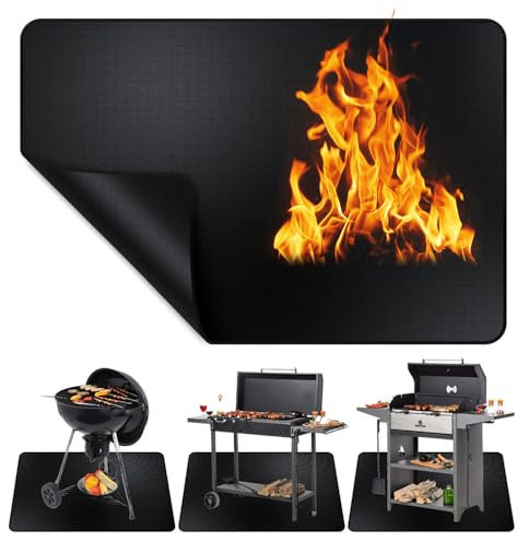 XEERUN Feuerfeste Unterlage, 120x100 cm Hitzeschutzmatte Hitzebeständig bis 982 °C, Lötmatte als Feuerfeste Matte für Sicheren Brandschutz, Stark Carbonfilz Feuerschutzmatte, für BBQ Grills, Camping