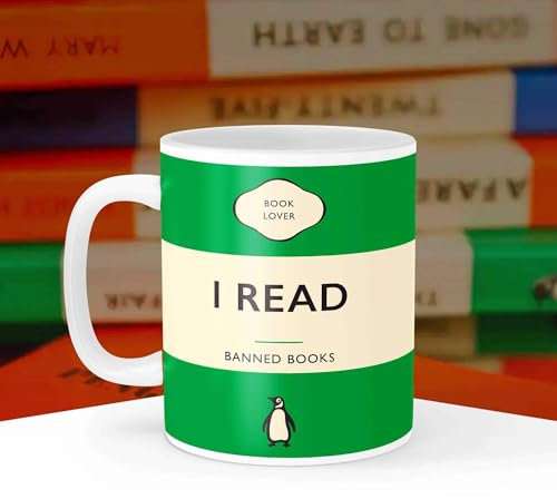 A Bit of Banter I Read Banned Books Penguin Book Cover Mug, Literary Classics, Book Lover Gift