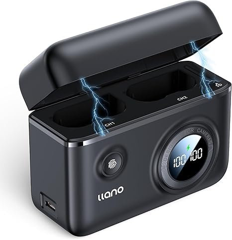 llano Ace Pro 2 Akku Ladegerät 18W Dual-USB-C für Insta360 AcePro2/ Ace Pro/Ace Digitalkameras Kamera, Magnetische Klappabdeckung