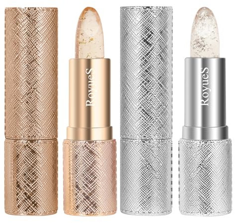 RoseFlower 3PCS Rouge à lèvres, Colour Change Lip Balm, Waterproof Long Lasting, Soin Pour Les Lèvres, Hydrate les Lèvres Sèches, Gercées et Abîmées, Maquillage Femme, Lip Gloss Makeup Set(Gold)