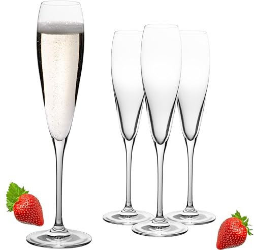 IMPERIAL Hohe Sektkelche 140ml (max. 192ml) 'Paris' Set 4-Teilig Sektgläser aus Crystalline Glas Spülmaschinenfest