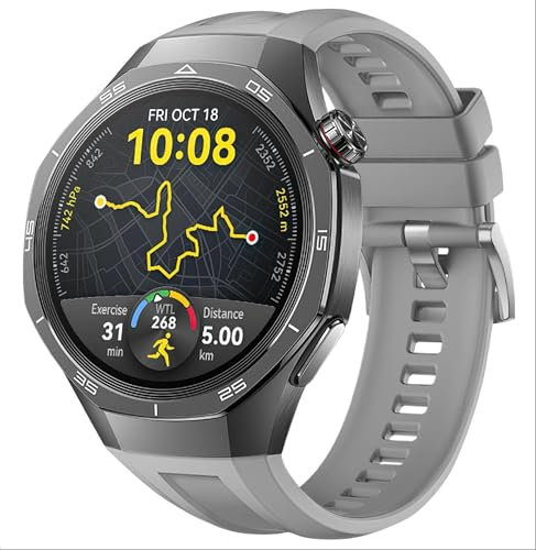 GIOPUEY Correas Compatible con Huawei Watch GT 5 Pro 46mm, Suave Silicona La Correa [Resistente al Desgaste] [Transpirable] Pulsera - Grey