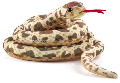 ANBOOR 110 cm Schlangen Stofftiere, Realistische Tierschlangeplüschspielzeug Langem Gefüllter Schlange, Lebensechter Schlangenspielzeug für Kinder als Party -Streich -Requisiten (Braun)