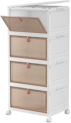 SavvyStor Storage Boxes with Lid - Plastic Storage Boxes with 1 Lid 28L/Tier, Plastic Drawers, Stackable Boxes, Organiser for Bedroom Living Room