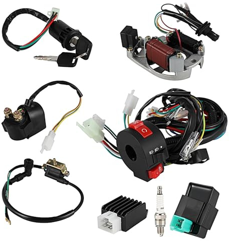 BIUGERCN Faisceau de câblage électrique Relais Bobine de stator Bougie d'allumage solénoïde CDI pour 50cc 70cc 80cc 90cc 100cc 110cc 125cc EXC RM TTR SX PW CRF ATV Quad KLX Pit Bike Scooter