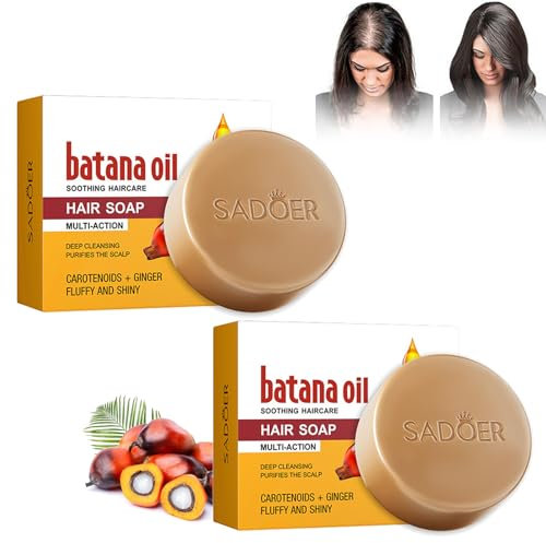 Batana Oil Hair Soap Bar, Barras de Jabones Sólidos Orgánicos, Jabón de Champú,Promueve el Crecimiento del Cabello y Previene la Caída del Cabello, Ideal para el Cuerpo, la Cara y el Cabello