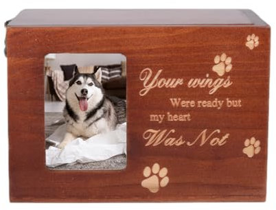 Caja de cenizas para mascotas de 6.3 x 4.4 x 4.4 pulgadas, caja de madera para cenizas de perro, para llevar fotos, urna conmemorativa para mascotas, caja de cremación para mascotas pequeñas, color