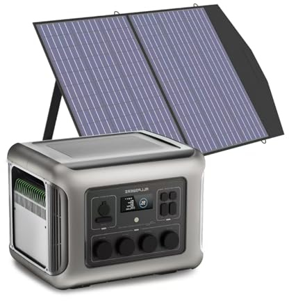 ALLPOWERS R2500 centrale elettrica portatile 2016Wh con 100W Pannello Solare SP027, 4 Uscite AC da 2500W (4000W Picco), Generatore Solare MPPT per Camper, Roulotte, Campeggio ed Emergenze