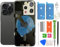 15 Pro Back Glass Replacement with Wireless Charging Flex Cable, Camera Frame All Parts for iPhone 15 Pro (6.1 Inch) Back Glass Replacement with Kit and Waterproof Tape (Black Titanium)