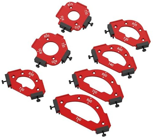 Frässchablone Oberfräse, 7 Stück Eckschablone Router Schablone Radius Jig Router-Vorlagen Aluminiumlegierungs Holzbrett Bogenschneide Hilfswerkzeug Holzplatte Anfasen Positionierung
