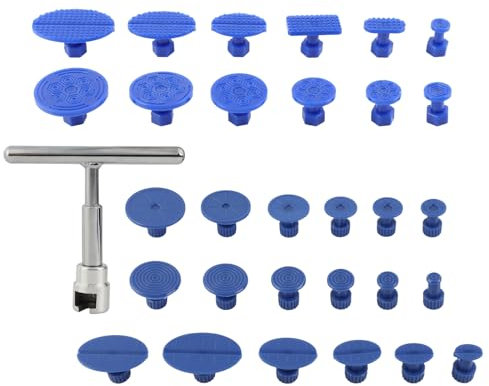 Dzmuero Tirabolli per Carrozzeria, 31PCS Set di Tira Bolli da Carrozzeria con Barra a T e Ventosa, Senza Vernice, Pratico e Stabile Set di Strumenti per la Riparazione di Ammaccature per Auto