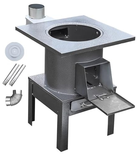 Forno a Legna Portatile con Cassetto Raccogli Cenere Stufa per Tendas da Campeggio Materiale in Ferro Stufa da Esterno per Cucine Rurali, Campeggio All'aperto, Giardini di Ville