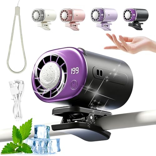 2026 New Car Clip On Air Conditioner Fan, Portable Car AC for Car, Car Fan LED Display, 360° Rotation, 199 Speeds, USB Recharge Portable Air Conditioner for Car, AC Fan for Vehicle Travel (Black)