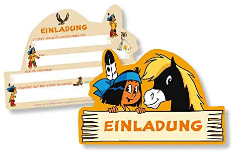 YAKARI 6 Einladungskarten Kinderparty und Kindergeburtstag von DH-Konzept // Indianer Indianerjunge Sioux Kleiner Donner Einladungen Invites Party Set
