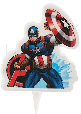 dekora - Kerzen Deko Geburtstagskerze | 2D Geburtstagskerzen von Captain America für Kinder Kuchen - 7.5 cm