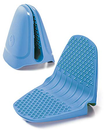 Kochblume Thermo-Handschutz 2-tlg. | Premium-Silikon & BPA frei| Hitzebeständig | Spülmaschinenfest | Universalgröße | Farbe: blau