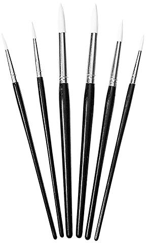 Ideen mit Herz Lot de 6 pinceaux ronds en poils acryliques de différentes tailles, parfaits pour l'école, la peinture, les artistes, etc.