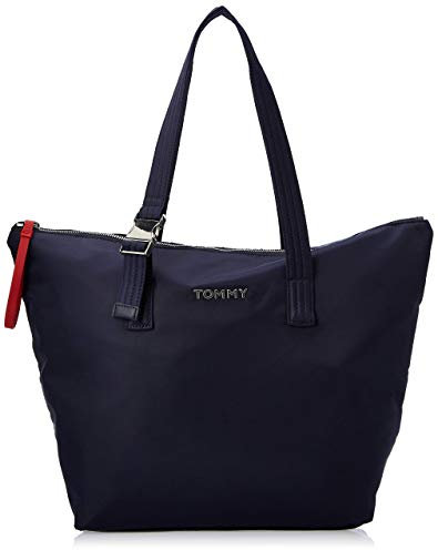Tommy Hilfiger TH Nylon Tote, Borse Donna, White/Sepia Rose, 14x0.1x47 Centimeters (W x H x L)