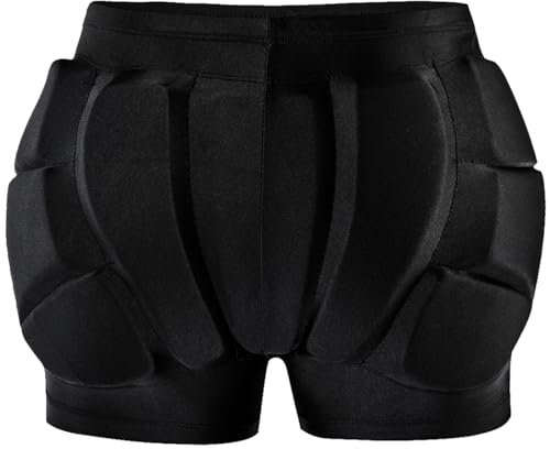WOSAWE Protektorenhose für Jugend/Erwachsene, Atmungsaktive Hip Butt Eva Pad Kurze Unterhose für Ski Skifahren Skating Snowboard Radfahren (Schwarz, XL)