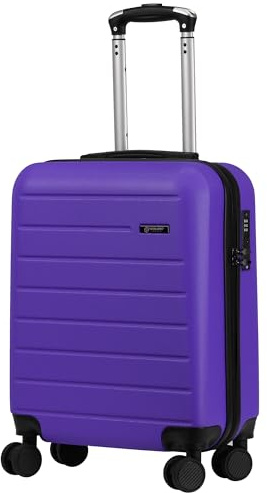 Rocklands® Lightweight 4 Wheel Hard Shell Luggage Suitcase Ryanair Cabin Travel Bag 55x40x20cm - ABS822 (Violet)