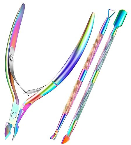 Coupe-cuticules avec repousse-cuticules, coupe-cuticules XUNXMAS - Ciseaux et repousse-cuticules triangulaire - Grattoir durable pour peaux mortes - Outils de manucure et pédicure