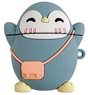 Kompatibel mit Airpods Hülle, Silikon, 3D-Tier, niedlich, Pinguin, Huhn, Ente, Rentier, Piggy, Fun Cartoon, Character Airpod Cover (AirPods 1,2, Smile Penguin)
