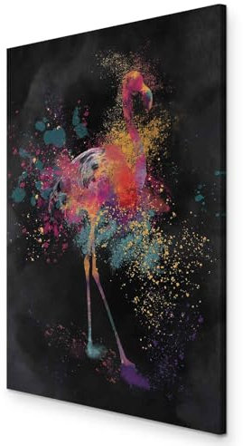 murando - Wandbilder Tier 60x90 cm 1 tlg - Wand Deko Vlies Leinwand Bilder Groß Wanddeko Wohnzimmer Schlafzimmer Kunstdrucke - Flamingo Farbflecken bunt wie gemalt g-A-0313-b-a