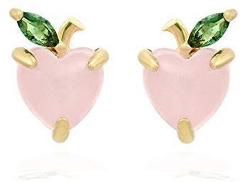 SALAN S925 Anti-allergie Post 18 Karat Vergoldete Zirkon-Ohrstecker Mode Kristall Ananas Banane Pfirsich Apfel Zitrone Kirsche Frucht Ohrstecker