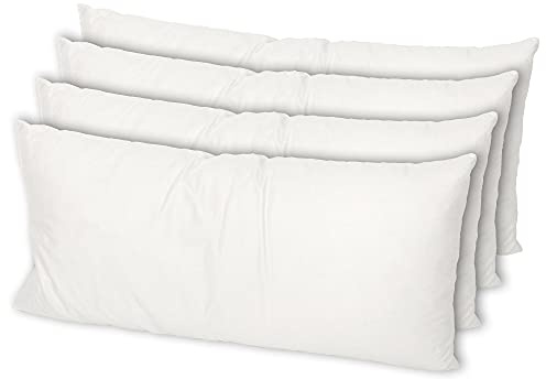 MSS e.K. 4er Set Federkissen | Größe: 40 cm x 80 cm | Füllgewicht: je 600 Gramm | 100% Baumwolle | kein Lebendrupf | Kissenfüllung | NOMITE Zertifiziert - milbenfrei | schadstoffgeprüft