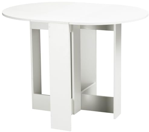 HOMCOM Esstisch Klapptisch Esszimmertisch Tisch Ablagefläche Spanplatte Holz Weiß 104 x 76 x 73,7 cm