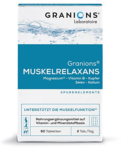 Muskelrelaxans – 60 Tabletten für Muskelentspannung & Regeneration – Magnesium Tabletten gegen Muskelkrämpfe & Muskelverspannungen – Mit Selen, Kupfer & B-Vitamine - GRANIONS
