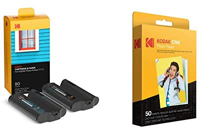 Kodak KPHC-80 Station W-LAN Photo Printer Cartridge PHc, 80 Sheets, White & 2x3 Premium Zink Photo Paper (50 Sheets) Compatible With Smile, Step, PRINTOMATIC