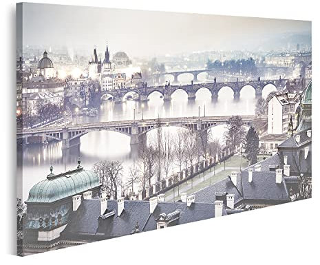 islandburner Bild auf Leinwand Prag Und Moldau Von Letna Hill Romantische Aussicht Wandbild Poster Kunstdruck Bilder