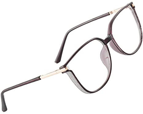 Voolga Blaulichtfilter Brille mit Frühlings Scharnieren, Angesagte Brille Ohne Stärke Damen und Herren, Fake Brille für Anti Blaulicht von Computer (Purple)