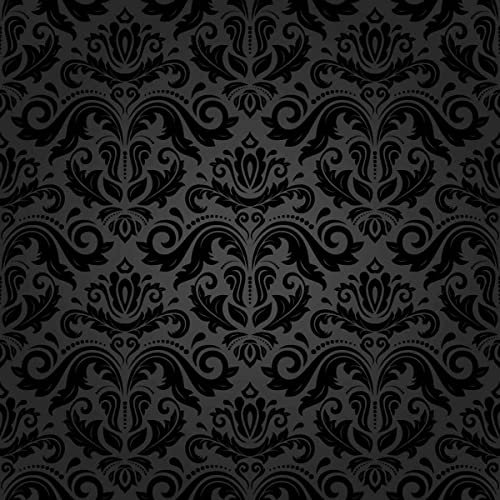 Boho Damast-Stoff für den Außenbereich, Meterware, Barock-Stil, Antik-Ornament-Polsterstoff für Stühle, europäisches Muster, floraler Dekorationsstoff für Heimwerkerprojekte, 276x150 cm, Schwarzgrau