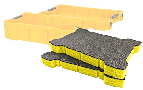 Shadow Foam ToughSystem 2.0 Tool Tray Inserts [Twin Pack] for DeWalt Toolboxes | Tool Organisation (50mm, Yellow)
