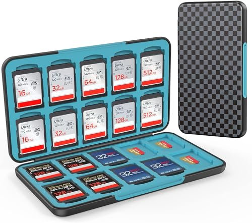 HEIYING Speicherkarten Etui für SD/TF Karten, Tragbarer Karte Etui Kompatibel mit 20 SDXC SDHC und 20 TF Kartensteckplätzen
