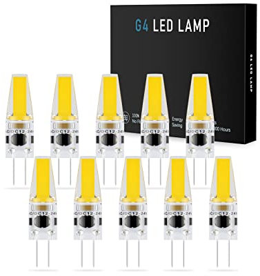 BVCL G4 LED Lampen, Naturweiß 4000K, 3W LED Licht, äquivalent zu 30W Halogen, 270LM, AC/DC 12-24V, dimmbare G4 LED-Lampe, 10 Pack (Color : Natural White)